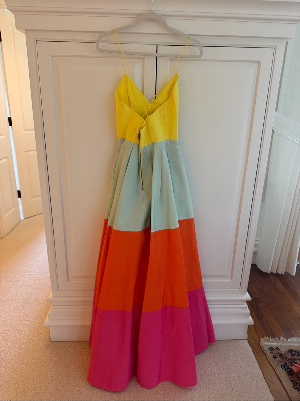 Alice + Olivia Yellow, Mint & Orange Colorblock Maxi Dress - Picture 2 of 4